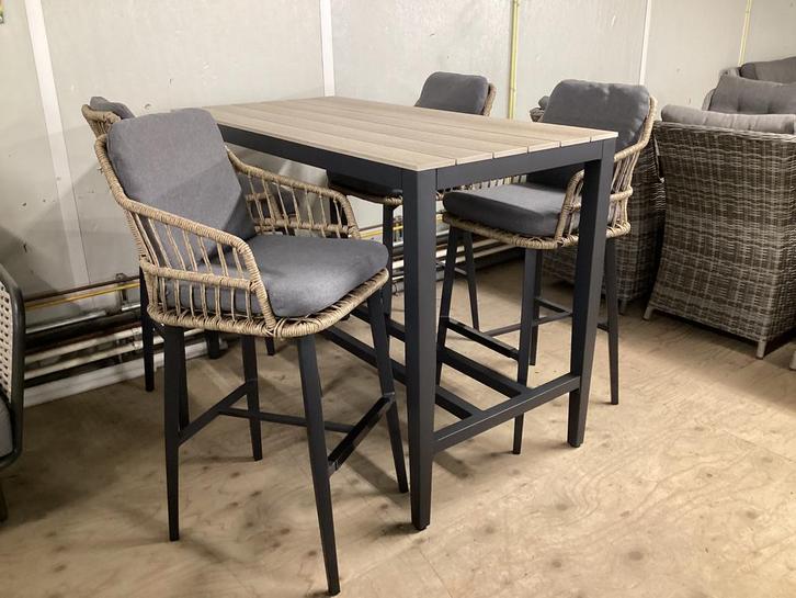 Barset Bartafel Barkrukken Tuinset Tuinmeubelen Nunspeet, Tuin en Terras, Tuinsets en Loungesets, Nieuw, Tuinset, Aluminium, 4 zitplaatsen