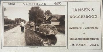 antiek vloeiblad Jansen’s roggebrood Delft hooitijd beschikbaar voor biedingen