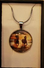 Mooie hanger met paarden incl. ketting 45cm, Overige kleuren, Nieuw, Dier, Glas of Kristal