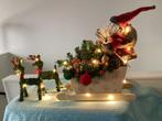 Prachtig kerststuk kerstman op slee & herten met verlichting, Ophalen of Verzenden, Nieuw