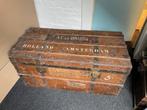 Antieke houten reiskoffer hutkoffer, Overige materialen, Gebruikt, Ophalen of Verzenden, 45 tot 55 cm