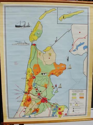 oude schoolplaat  van Noordholland  ( 110 x 80 cm. ) oprol beschikbaar voor biedingen