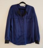 Mooie Alessa blouse navy blauw zijde-look zwart PU-leer 44, Blauw, Alessa, Maat 42/44 (L), Nieuw