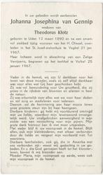 Johanna J. van Gennip 1890 Uden + 1967 Veghel, 76 jaar, Verzenden