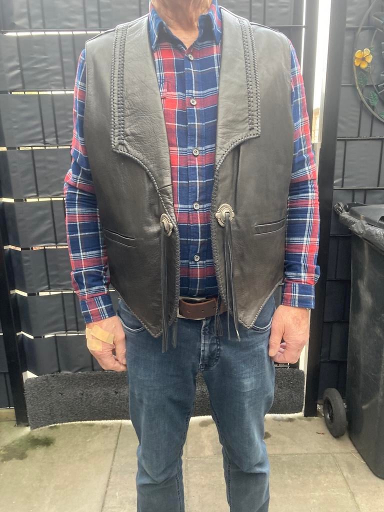 Mexicaans leren giletje, Kleding | Heren, Bodywarmers, Ophalen of Verzenden, Zo goed als nieuw, Maat 48/50 (M), Bruin