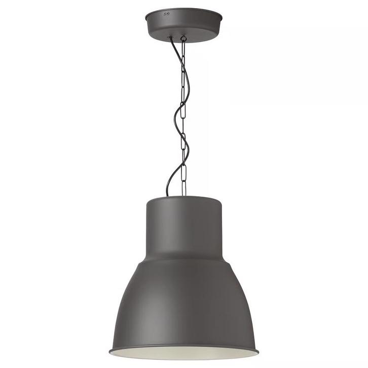 2x Ikea Hektar hanglamp, 38 cm donkergrijs, Huis en Inrichting, Lampen | Hanglampen, Nieuw, Minder dan 50 cm, Metaal, Ophalen of Verzenden