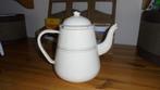 creme emaille theepot met bies H18cm, Ophalen of Verzenden