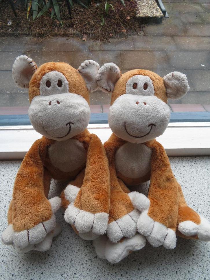 Lachende aap van Hema bruin velours met cremekleurige snuit, Kinderen en Baby's, Speelgoed | Knuffels en Pluche, Zo goed als nieuw