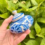 Blauw wit dekselpotje handgemaakt potje Turkije, Ophalen of Verzenden
