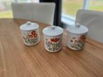 Retro voorraadpotjes met Wildflower motief, Ophalen of Verzenden, Zo goed als nieuw