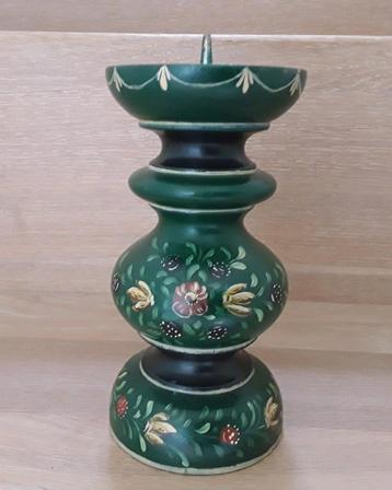 Hindelooper kandelaar, hout, 18cm beschikbaar voor biedingen