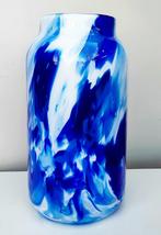 Fidrio Glaskunst Design Vaas - Blauw Wit Glas - 4,5KG - 40CM, Ophalen of Verzenden