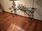 Sidetable glas - smeedijzer, Ophalen, KLassiek, Zo goed als nieuw, Glas