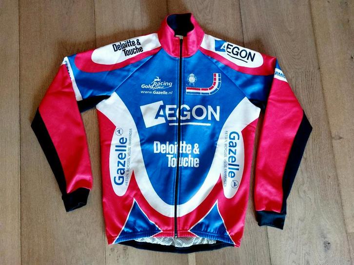 Aegon Gazelle Gold line schaatsjas en wielrenjack kernploeg., Fietsen en Brommers, Fietsaccessoires | Fietskleding, Gebruikt, Bovenkleding