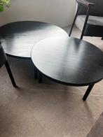 Salontafel set woood set van 2 tafeltjes, Huis en Inrichting, Tafels | Salontafels, Rond, Zo goed als nieuw, Minder dan 50 cm