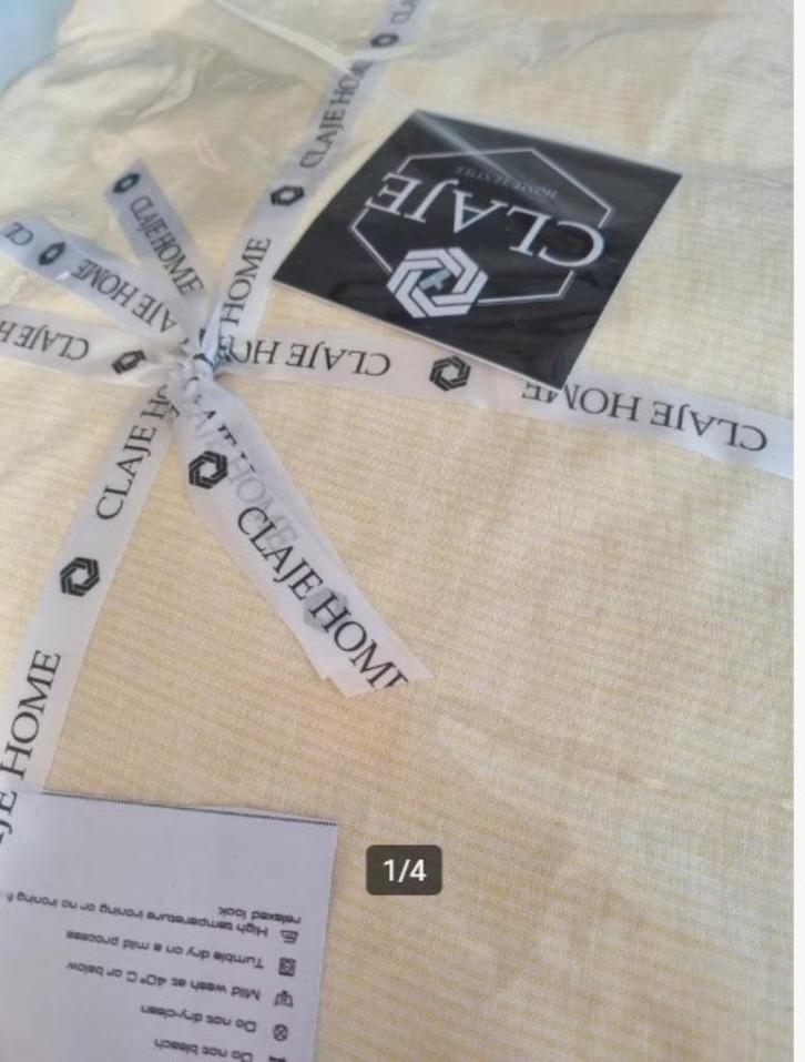 100% linnen dekbedovertrek 240x220 met slopen Soft Yellow, Huis en Inrichting, Slaapkamer | Beddengoed, Nieuw, Dekbedovertrek