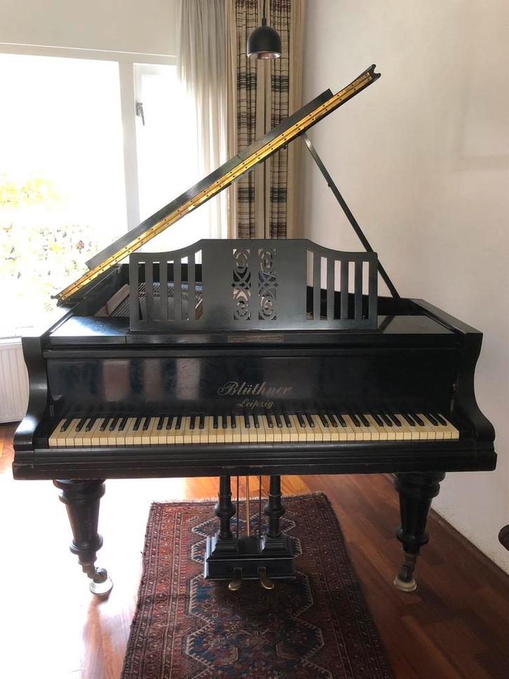 Antieke Blüthner vleugel ca. 1920, Muziek en Instrumenten, Piano's, Gebruikt, Vleugel, Zwart, Hoogglans, Ophalen