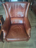 Bendic oorfauteuil in bruin leer, Huis en Inrichting, Fauteuils, Ophalen, Gebruikt, Klassiek, 75 tot 100 cm