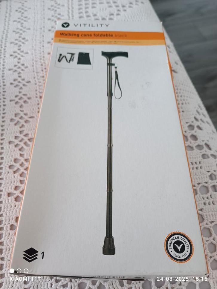 Wandelstok, zwart merk: Vitility opklapbaar., Diversen, Wandelstokken, Nieuw, Ophalen of Verzenden