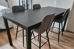 Zwarte Pronto Donti bartafel + vier velvet grijze barstoelen, Huis en Inrichting, Tafels | Eettafels, Ophalen, 50 tot 100 cm, Zo goed als nieuw