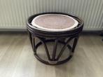 Vintage bamboe bijzettafel rotan gebogen vormen kruk poef, Minder dan 55 cm, Ophalen of Verzenden, Zo goed als nieuw, Overige materialen