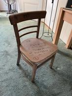 Vintage Houten Stoel met Opdruk, Ophalen, Gebruikt, Bruin, Eén