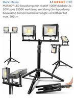 Nieuw MASKO LED Bouwlamp met Statief - 100W Dubbel, Doe-het-zelf en Verbouw, Bouwverlichting, Ophalen of Verzenden, Lamp met armatuur