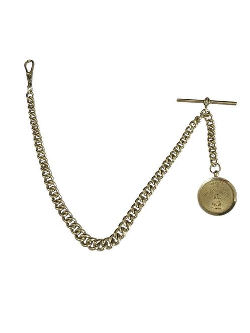 Antieke Engels zilveren horlogeketting King’s school 1937, Sieraden, Tassen en Uiterlijk, Antieke sieraden, Hanger, Zilver, Verzenden