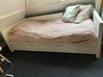 Steigerhouten bed met logeerbed, Ophalen, Gebruikt, Eenpersoons, Wit