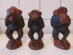 3 houten aapjes horen zien zwijgen, Verzamelen, Beelden en Beeldjes, Ophalen of Verzenden, Zo goed als nieuw, Dier
