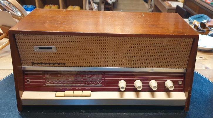 Oude Aristona Radio met Kattenoog, speelt nog prima., Antiek en Kunst, Antiek | Tv's en Audio, Ophalen of Verzenden