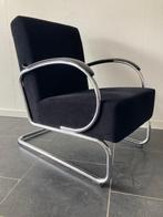 Gispen 407 fauteuil , chroom, zwarte ribstof, Minder dan 75 cm, Design, Ophalen of Verzenden, Zo goed als nieuw