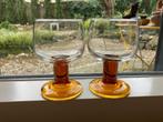 Luminac France | 2 amberkleurige wijn coupes | Mid Century, Glas of Glazen, Verzenden, Nieuw, Glas