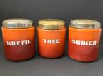 Rood Gevlamd Koffie, Thee & Suiker Voorraadbussen, Antiek en Kunst, Ophalen of Verzenden