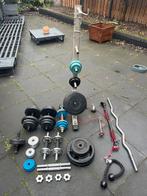 Heel veel gewichten, halters, stang, rek etc, Ophalen, Gebruikt