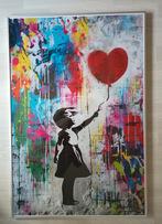 BANKSY meisje met ballon STREET ART ingekleurd (groot werk), Antiek en Kunst, Ophalen of Verzenden