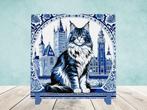 Maine Coon Delfts Blauwe tegel incl houder, Ophalen of Verzenden, Nieuw