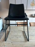 Zwarte leren kuipstoel 6x, Gebruikt, Zwart, Leer, Ophalen of Verzenden