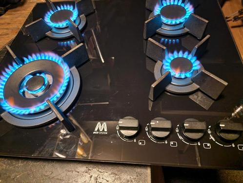 Gaskookplaat op Glas en op Butaan Propaan Gasfles, Witgoed en Apparatuur, Fornuizen, Zo goed als nieuw, Vrijstaand, Gas, 4 kookzones
