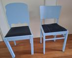Blauw/grijze stoelen oud model nieuwe kleur 2 stuks, Gebruikt, Twee, Blauw, Ophalen