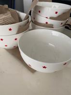 Set van witte kommen met rode sterren, Ophalen of Verzenden, Zo goed als nieuw, Kom(men), Overige stijlen