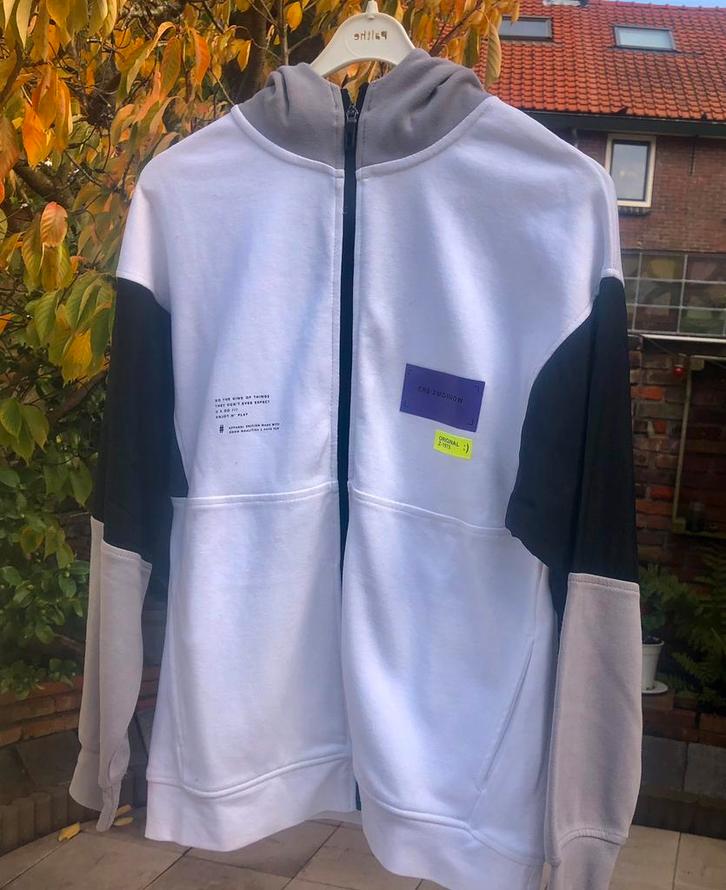 Mooie jongens hoody sweater+rits wit grijs zwart mt 134 zgan, Kinderen en Baby's, Kinderkleding | Maat 134, Zo goed als nieuw