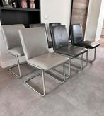 Zes zwart/antraciet/grijs leder Henders & Hazel design stoel, Huis en Inrichting, Stoelen, Ophalen, Henders en Hazel, Zo goed als nieuw