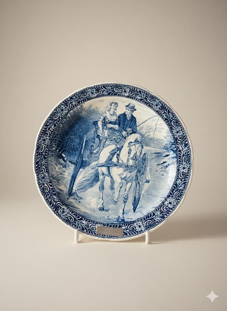 Vintage Boch Frères Delfts Wandbord Paard & Wagen, Antiek en Kunst, Antiek | Wandborden en Tegels, Ophalen of Verzenden