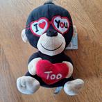 Aap 26 cm I love you too nieuw pluchen knuffelaap knuffel, Ophalen of Verzenden, Zo goed als nieuw, Overige typen