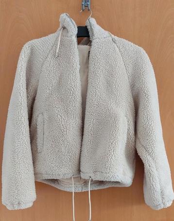 Teddy Fluffy Jas | Gebroken Wit | Maat 32/34 | Met Capuchon beschikbaar voor biedingen