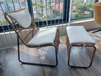Wicker Loungestoel + voetenbank voor buiten, Huis en Inrichting, Stoelen, Ophalen, Overige materialen, Overige kleuren, Zo goed als nieuw
