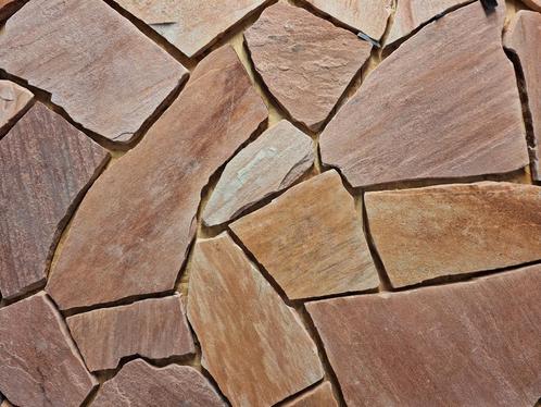 muurbekleding flagstones Brasil Rosso 1,5-3 cm dik, Tuin en Terras, Grind, Keien en Split, Nieuw, Overige typen, Ophalen