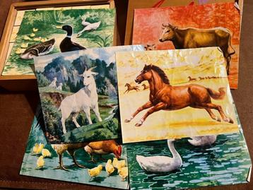 Vintage houten speelgoed China: Animal Picture Cubes beschikbaar voor biedingen
