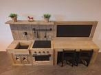 Mooie steigerhouten speelkeuken en speeltafel met krijtbord, Ophalen, Zo goed als nieuw